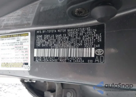 2005 Toyota Corolla Ce from USA, damaged, VIN 2T1BR32E65C329632